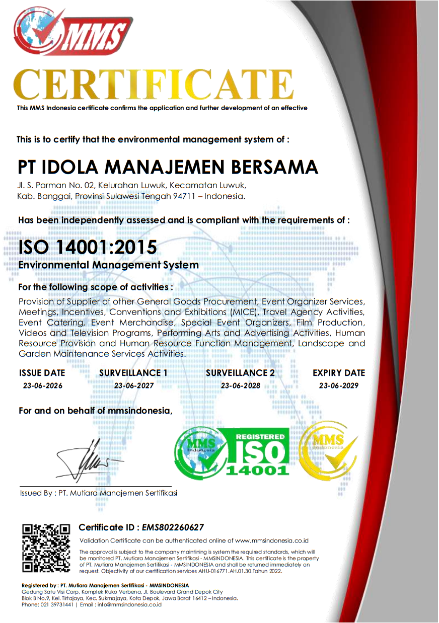 ISO 9001:2015 Quality Management System Certification - PT Idola Manajemen Bersama