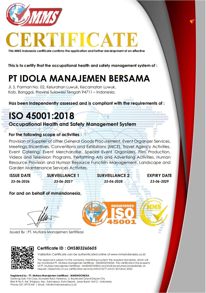 ISO 9001:2015 Quality Management System Certification - PT Idola Manajemen Bersama